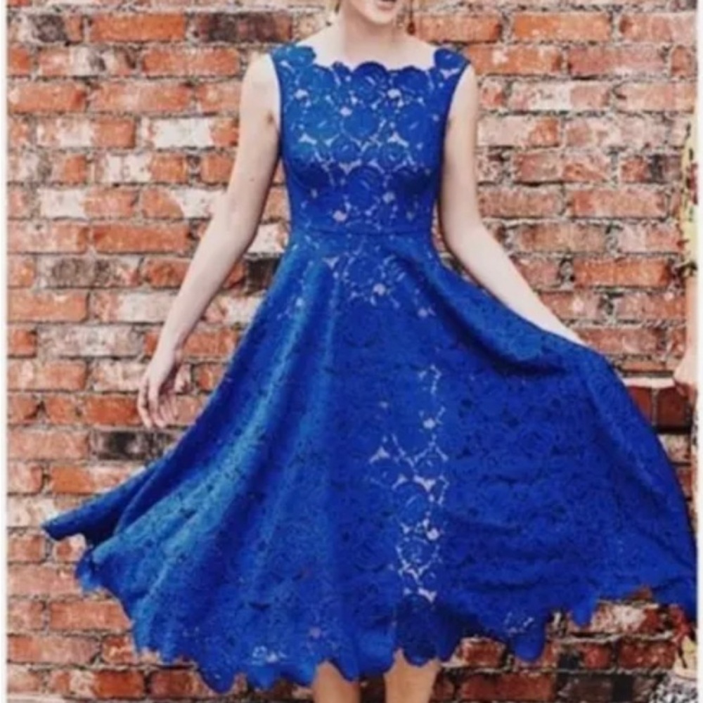 Anthropologie Tracy Reese Cerulean Blue Asymmetric Hem Dress (Size: 4)